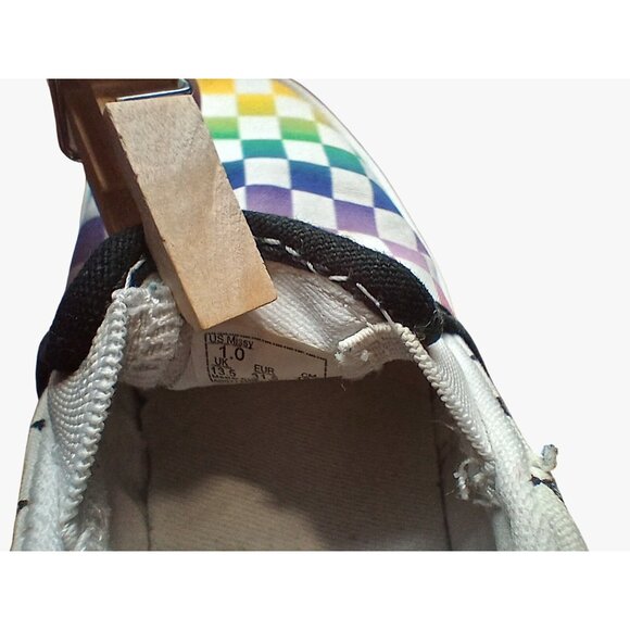 Vans Slip On Asher Checkered Rainbow Shoes Size 1 Kids Missy Canvas Sneakers - Picture 10 of 10